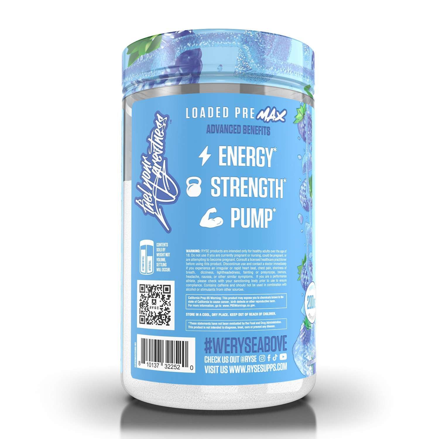 RYSE Loaded Pre Max - Blue Razz Slush (25 Servings)